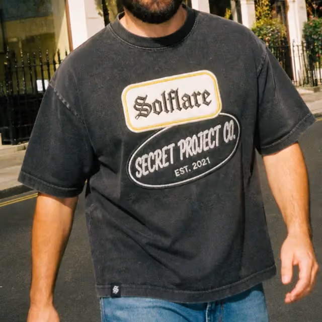 Solflare Secret Project tee produced by Nomu